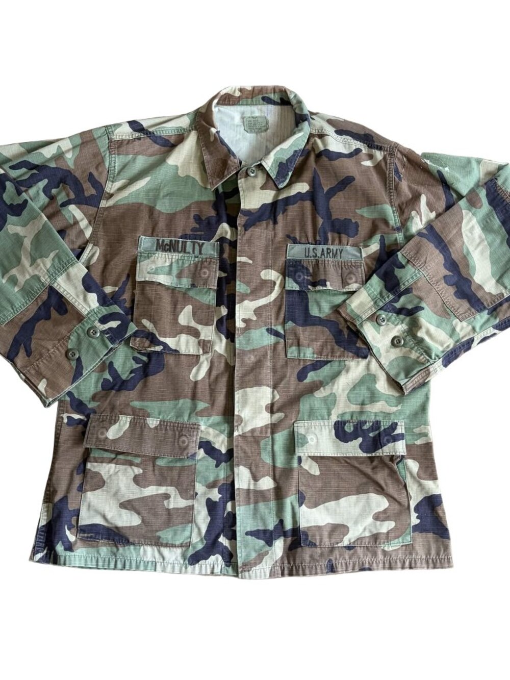 Vintage US Army BDU Jacket Woodland Camo Large-Regular McNulty Ripstop